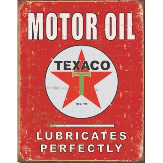 Enseigne Texaco en métal  / Lubricates Perfectly