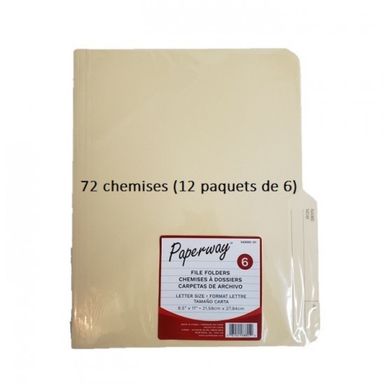 Chemises à dossiers PAPERWAY, format lettre...