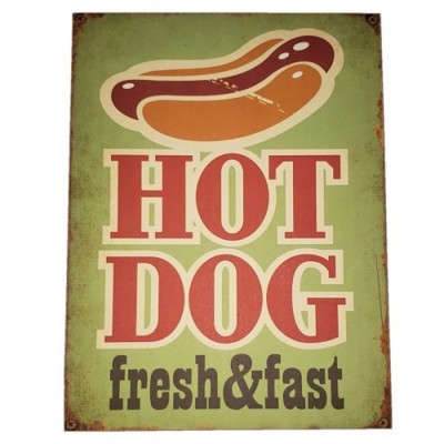 Enseigne en bois HOT-DOG fresh & fast