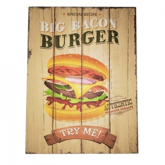 Enseigne en bois BURGER BIG BACON