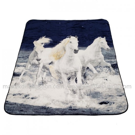 Couverture Chevaux blanc en peluche