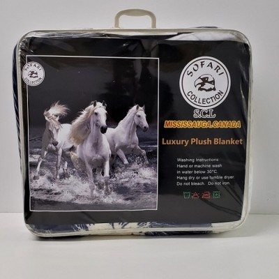 Couverture Chevaux blanc en peluche