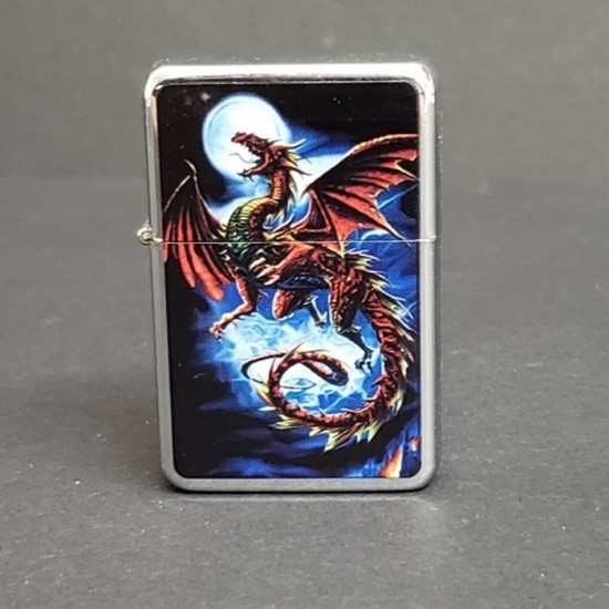 Briquet Chrome S5598D Dragon rouge