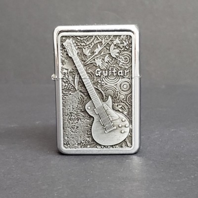 Briquet Guitare, emblème en métal brossé S5042D