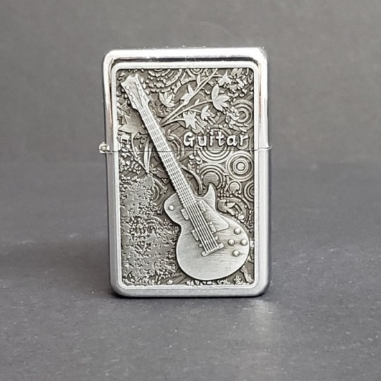 Briquet Guitare, emblème en métal brossé S5042D