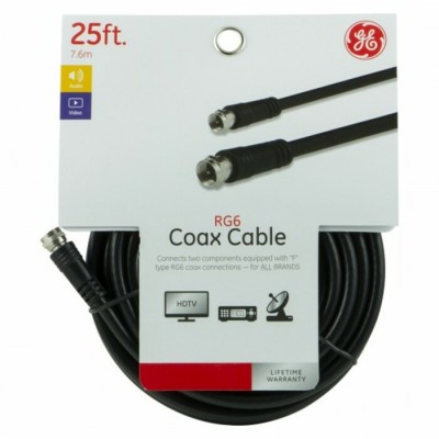 Câble coaxial RG6 25 pieds de GE