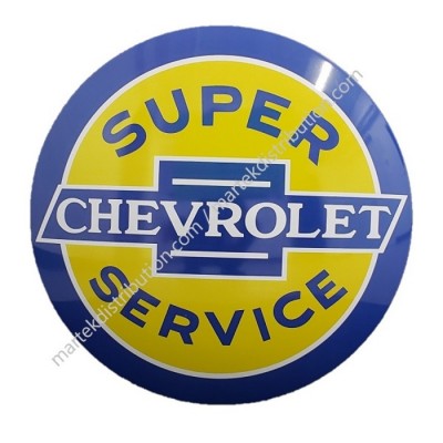 Enseigne CHEVROLET en métal ronde et bombé