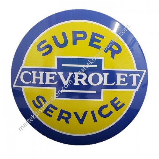 Enseigne CHEVROLET en métal ronde et bombé