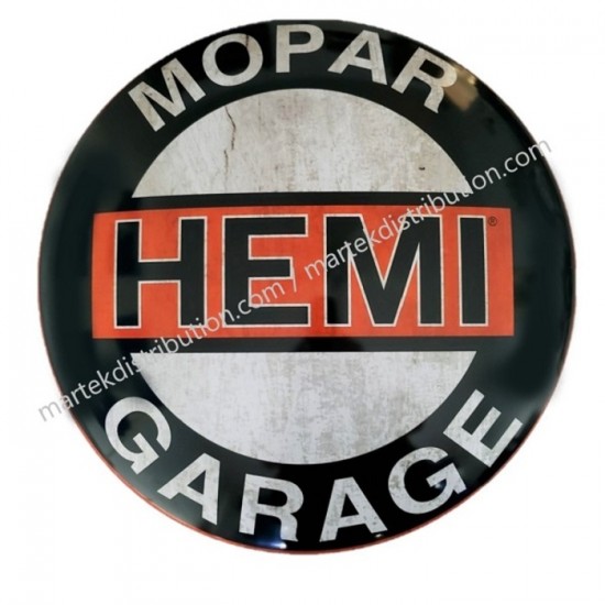 Enseigne MOPAR HEMI en métal ronde et bombé