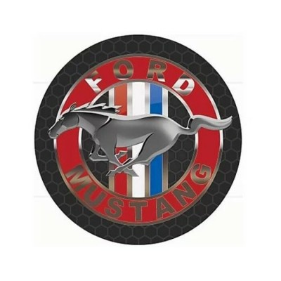 Enseigne FORD MUSTANG en métal ronde et bombé