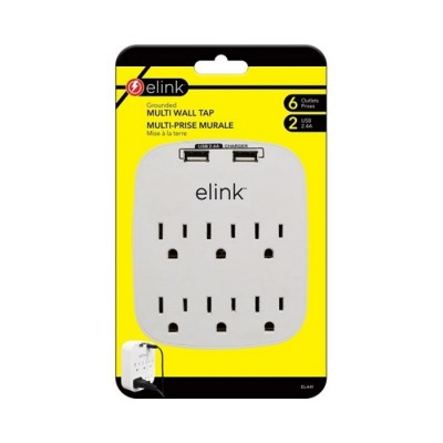 Multiprise murale avec 2 prises USB elink EL441
