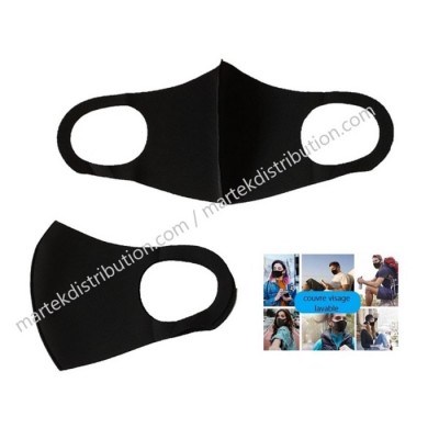 Couvre-visage réutilisable Noir en Lycra