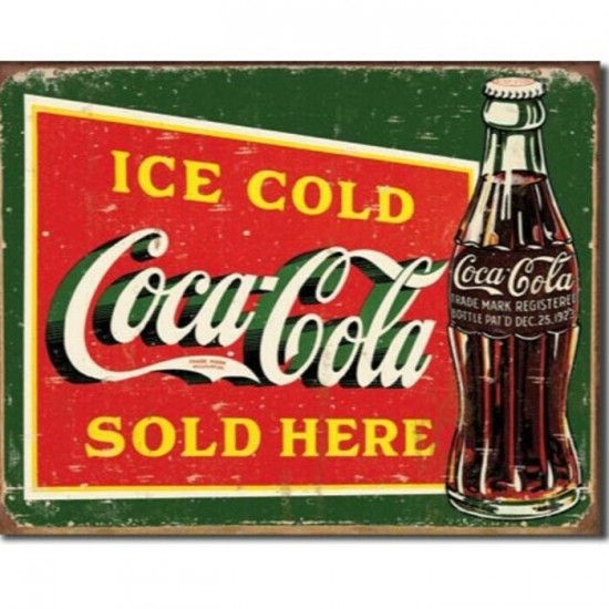 Enseigne Coca-Cola en métal / Ice Cold Green