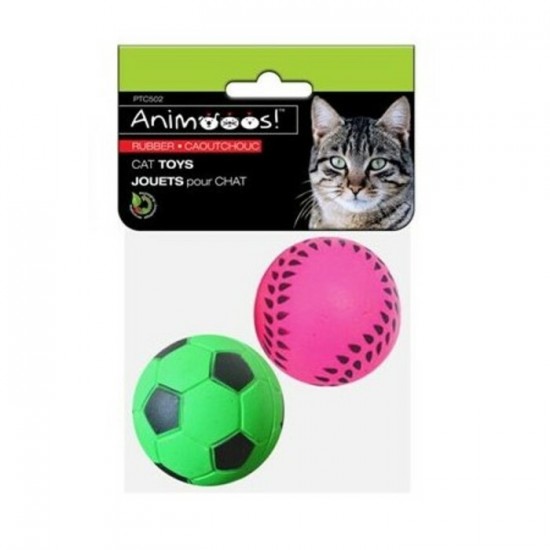 Jouets pour chat, baseball et soccer en caoutchouc paquet de 2