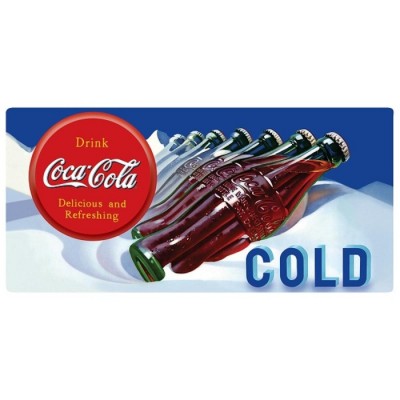 Enseigne Coca-Cola en métal avec relief 3D / Cold
