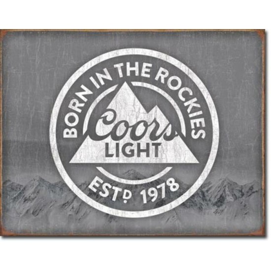 Enseigne Coors en métal  / Born in the Rockies