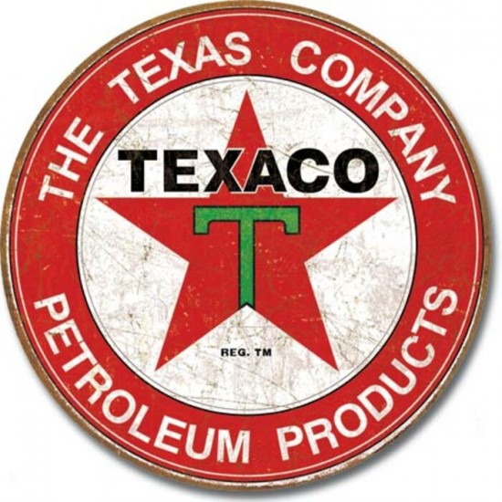 Enseigne Texaco en métal ronde / The Texas Company