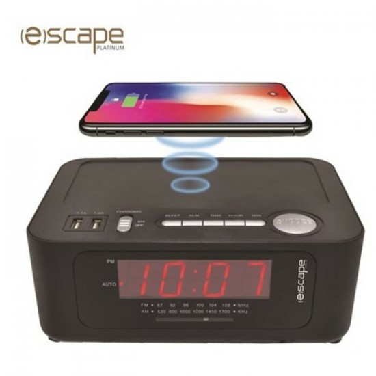 Radio-réveil AM/FM avec Musique et Recharge Sans...