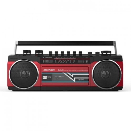 Portatif Bluetooth, Cassette, Radio FM, USB, SD de Sylvania RC232BT-RED