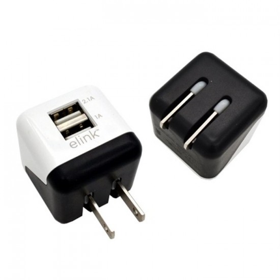 Chargeur mural à 2 ports USB avec fiche pliable 3.1 Amp EK091
