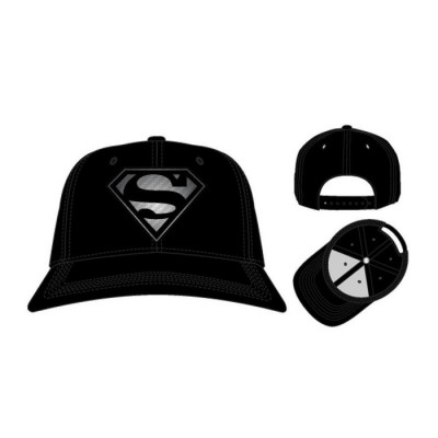 Casquette Superman noir avec logo noir et argent brodé