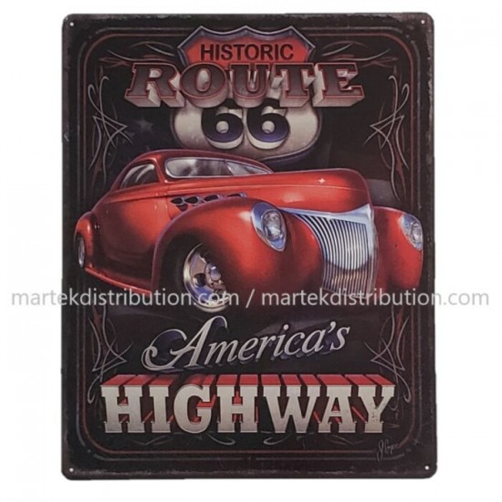 Enseigne American's Highway en méta Route 66
