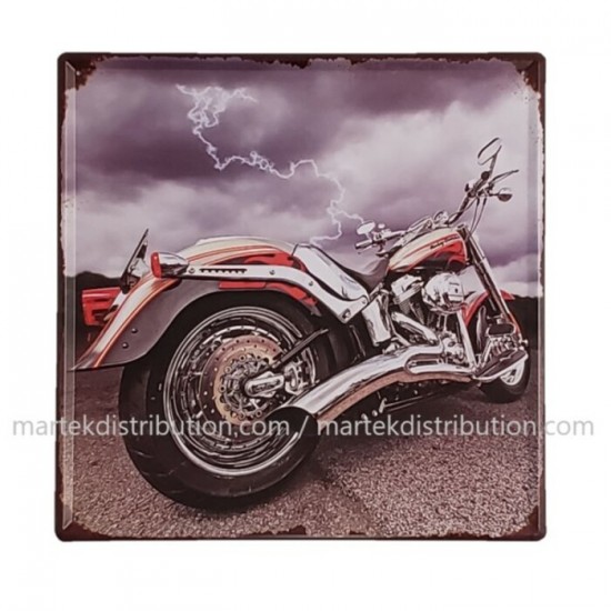 Enseigne Moto Rouge en métal 12"X12"