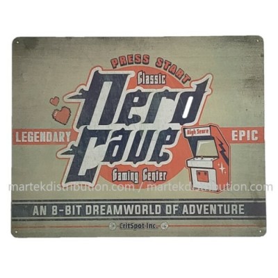 Enseigne Nerd Cave en métal Gaming Center