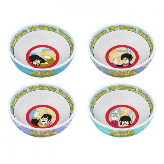 Ensemble Beatles de 4 bols en céramique de 6" Yellow Submarine