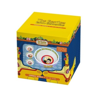 Ensemble Beatles de 4 bols en céramique de 6" Yellow Submarine