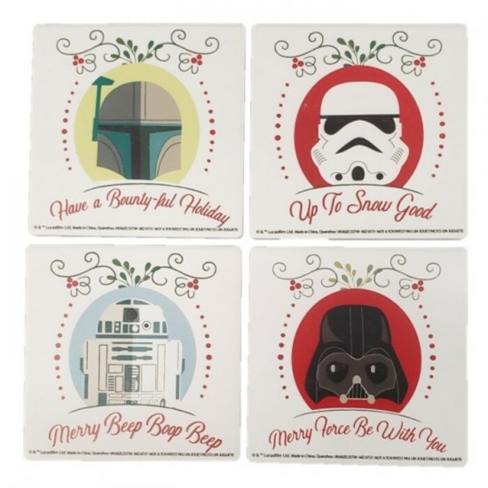 Ensemble Star Wars de 4 sous-verres en céramique / Noël