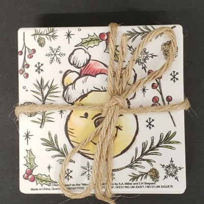 Ensemble Winnie the Pooh de 4 sous-verres en céramique / Noël