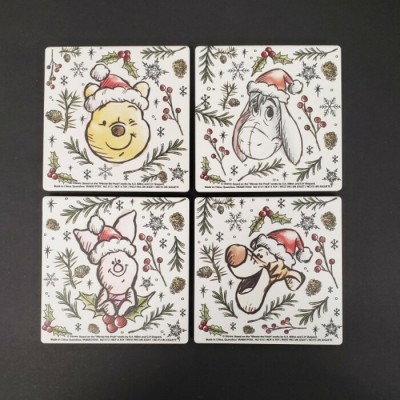 Ensemble Winnie the Pooh de 4 sous-verres en céramique / Noël