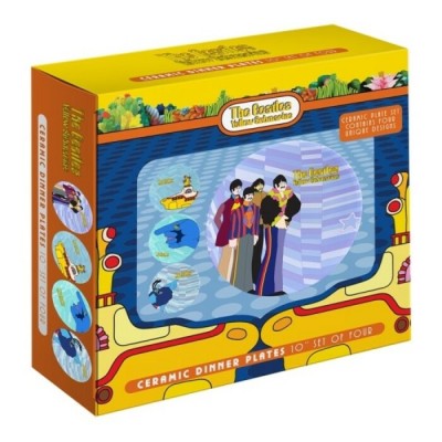 Ensemble Beatles de 4 assiettes en céramique de 10" Yellow Submarine