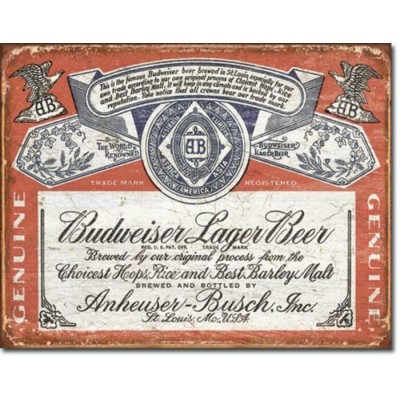 Enseigne Budweiser en métal / Logo historique