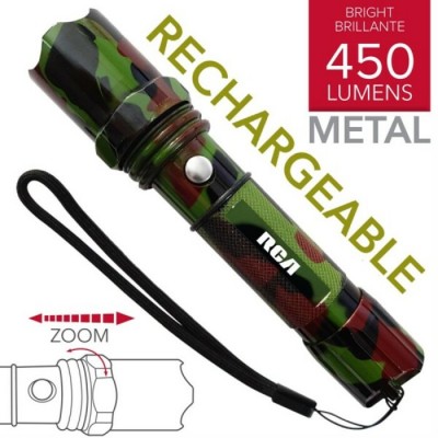 Lampe de poche RCA en métal tactique rechargeable...