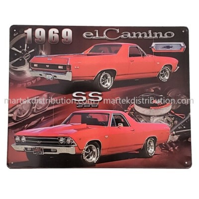 Enseigne Chevrolet El Camino SS 1969 en métal