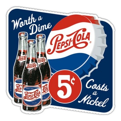 Enseigne Pepsi-Cola 5 cents en Métal embossé