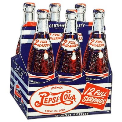 Enseigne Pepsi-Cola en Métal embossé Caisse de 6...