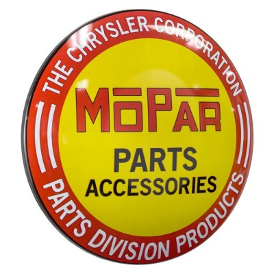 Enseigne MOPAR PARTS en métal ronde et bombé