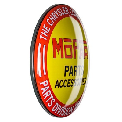 Enseigne MOPAR PARTS en métal ronde et bombé