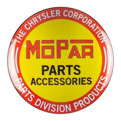 Enseigne MOPAR PARTS en métal ronde et bombé
