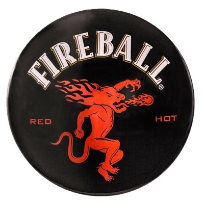 Enseigne FIREBALL en métal ronde et bombé
