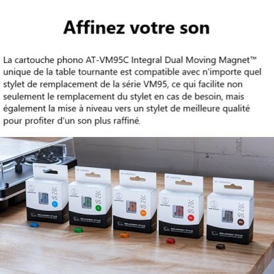 Table tournante à entraînement par courroie sans fil entièrement automatique AT-LP70XBT-BZ d'Audio-Technica