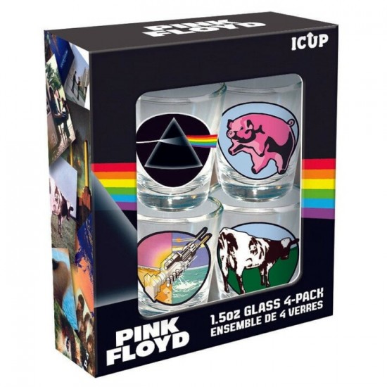 Ensemble de 4 Mini-Verres Pink Floyd (Shooter 1,5 oz)