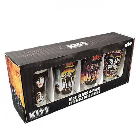 Ensemble KISS de 4 verres de 16oz / Couvertures d'album