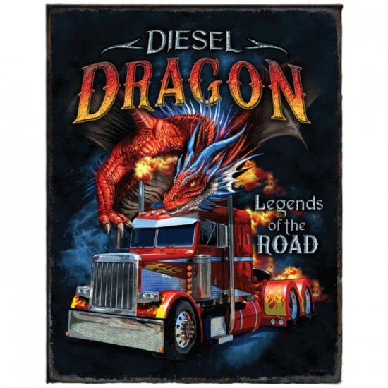 Enseigne Camion Diesel Dragon en métal