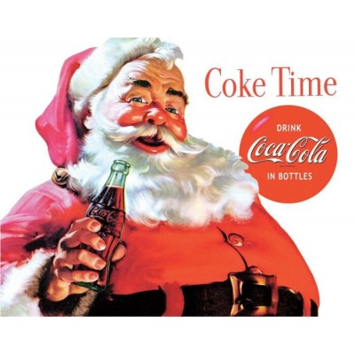 Enseigne Coca-Cola en métal / Père Noël