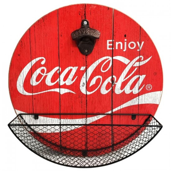 Ouvre-bouteille Coca-Cola mural avec attrape-capsule