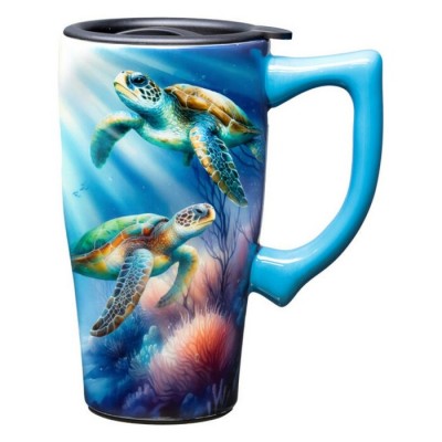 Tasse de voyage Tortue de Mer en céramique 18oz